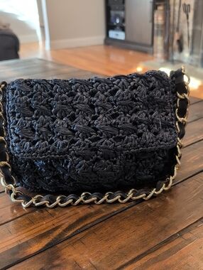 120% Lino Raffia Shoulder Bag Chain Strap